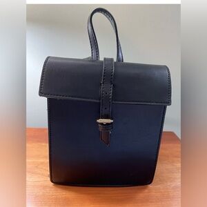 Brandy Melville Black Leather Flap Backpack Shoulder Bag